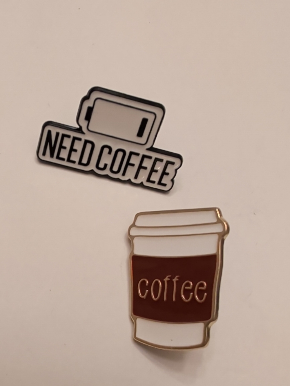 Need Coffee Enamel Pin Set - White, Brown